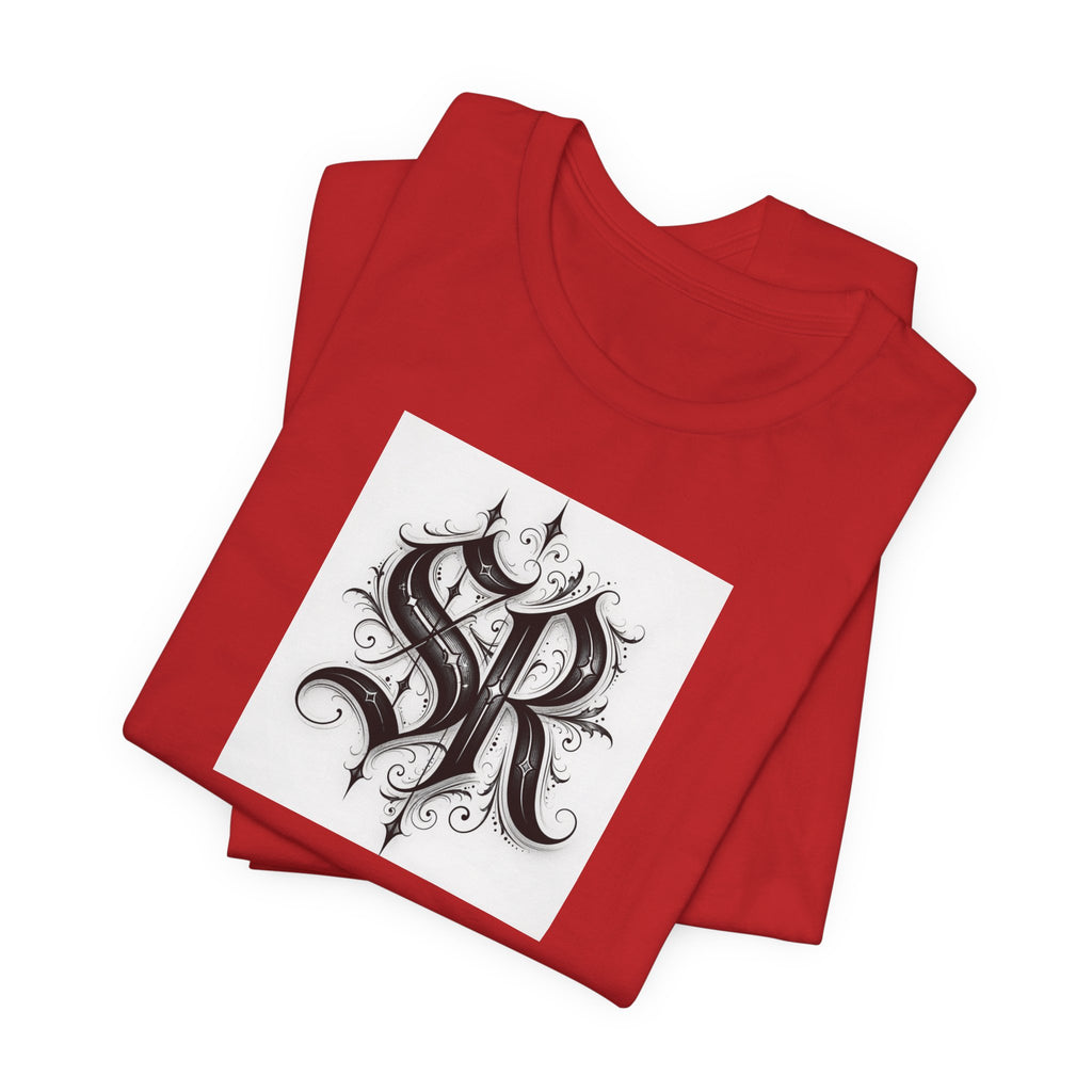SR Monogram T-Shirt — Ornate Gothic Initials Tee