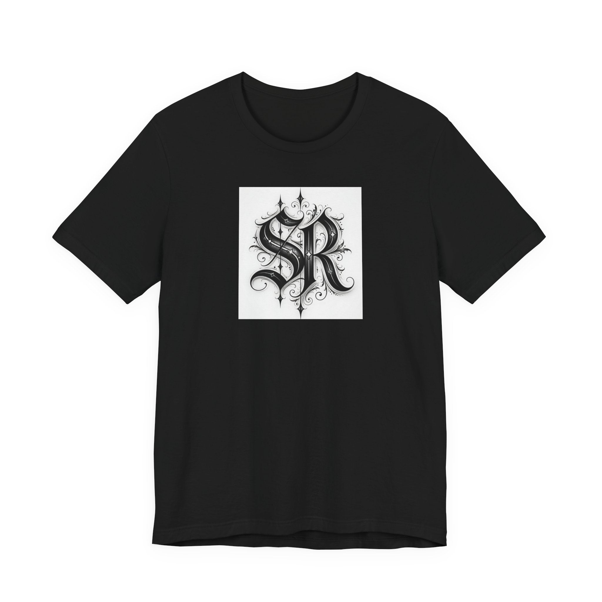 SR Monogram T-Shirt — Ornate Gothic Initials Tee