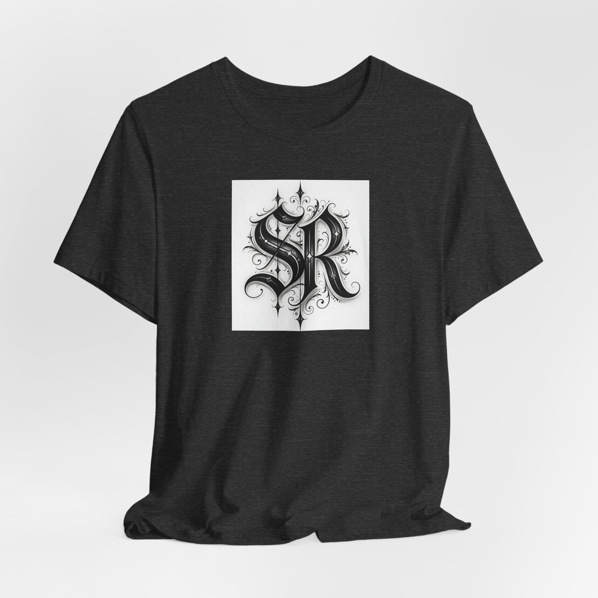 SR Monogram T-Shirt — Ornate Gothic Initials Tee