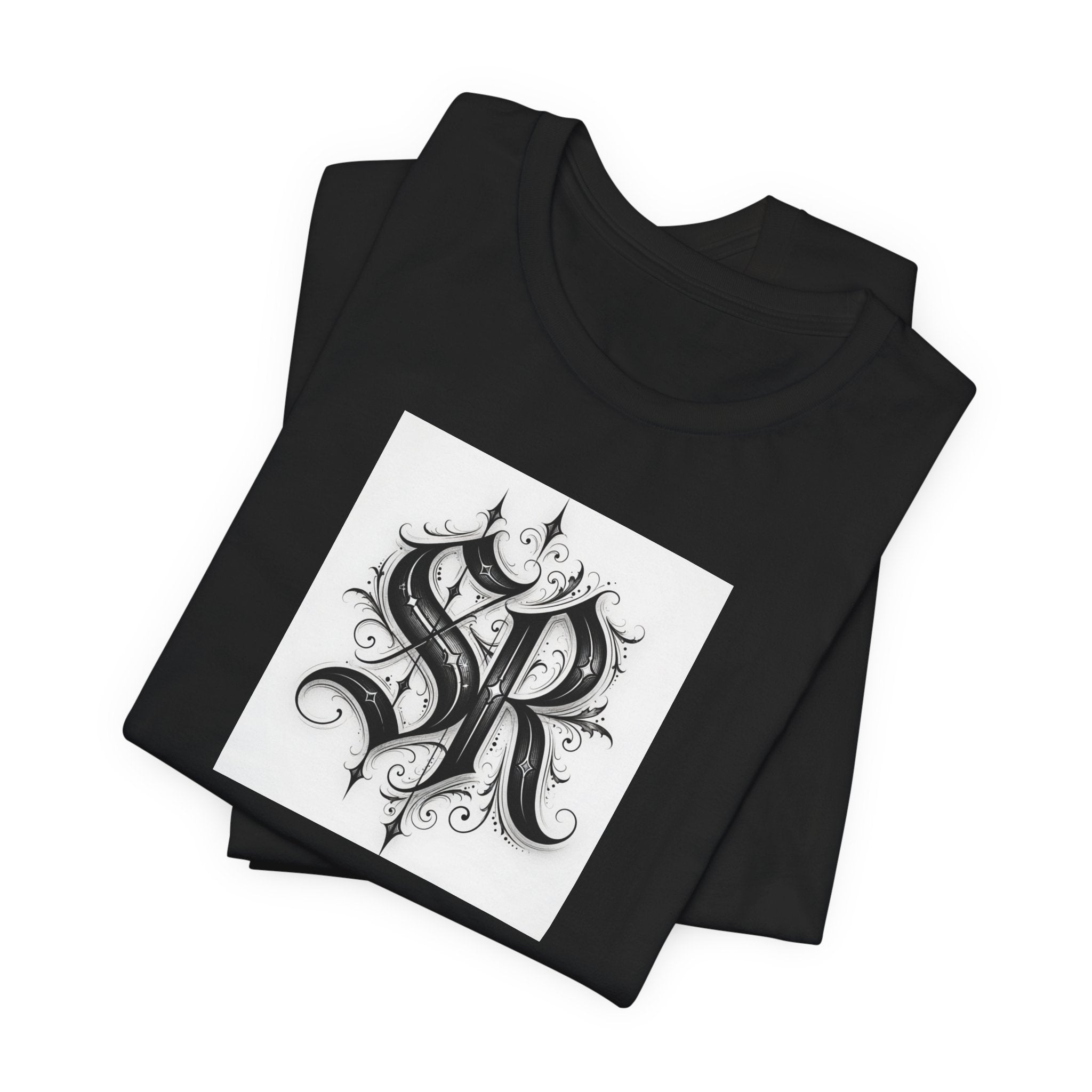 SR Monogram T-Shirt — Ornate Gothic Initials Tee