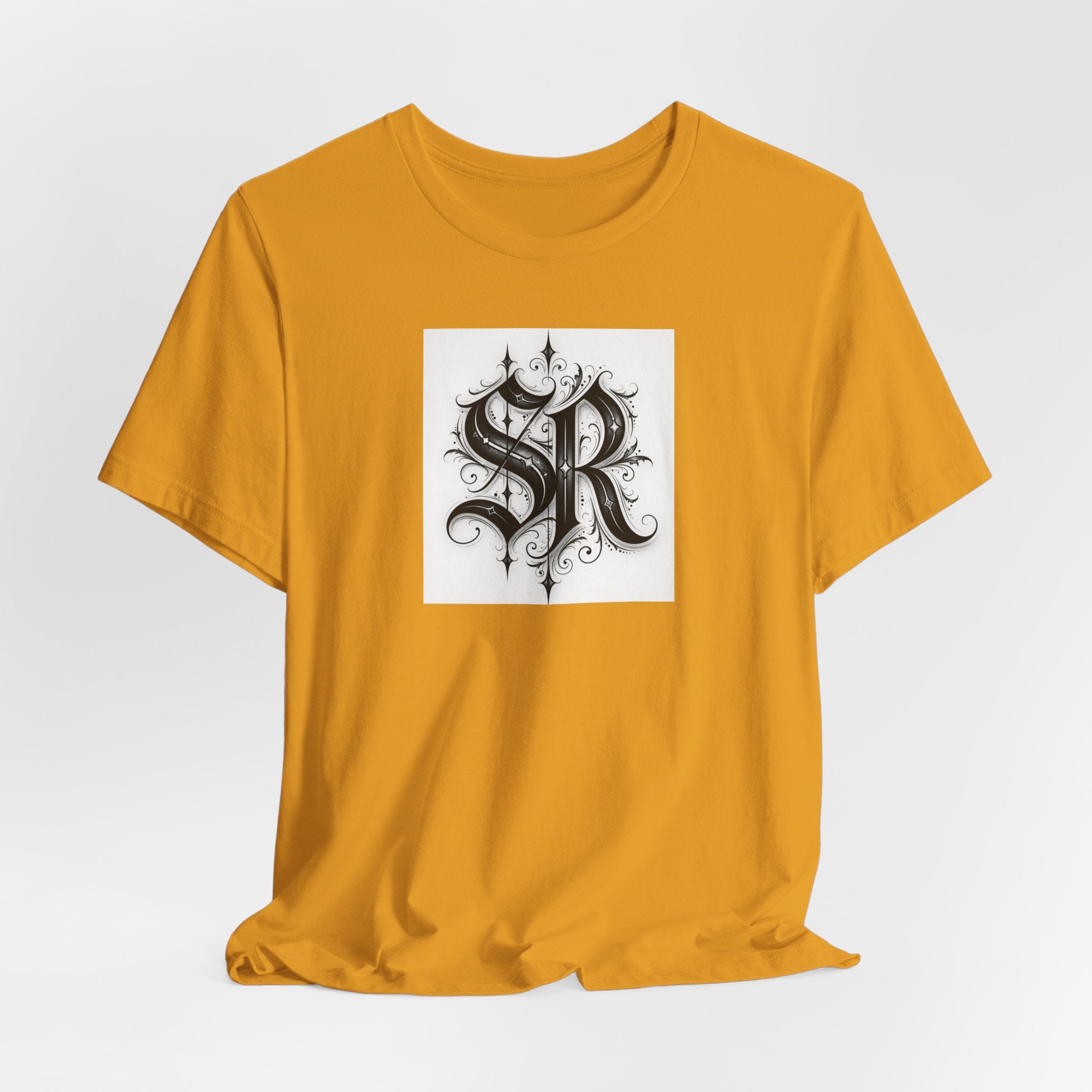 SR Monogram T-Shirt — Ornate Gothic Initials Tee
