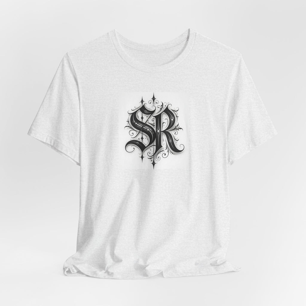SR Monogram T-Shirt — Ornate Gothic Initials Tee