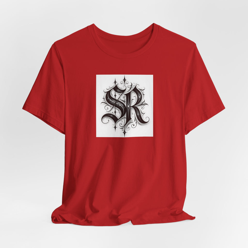 SR Monogram T-Shirt — Ornate Gothic Initials Tee