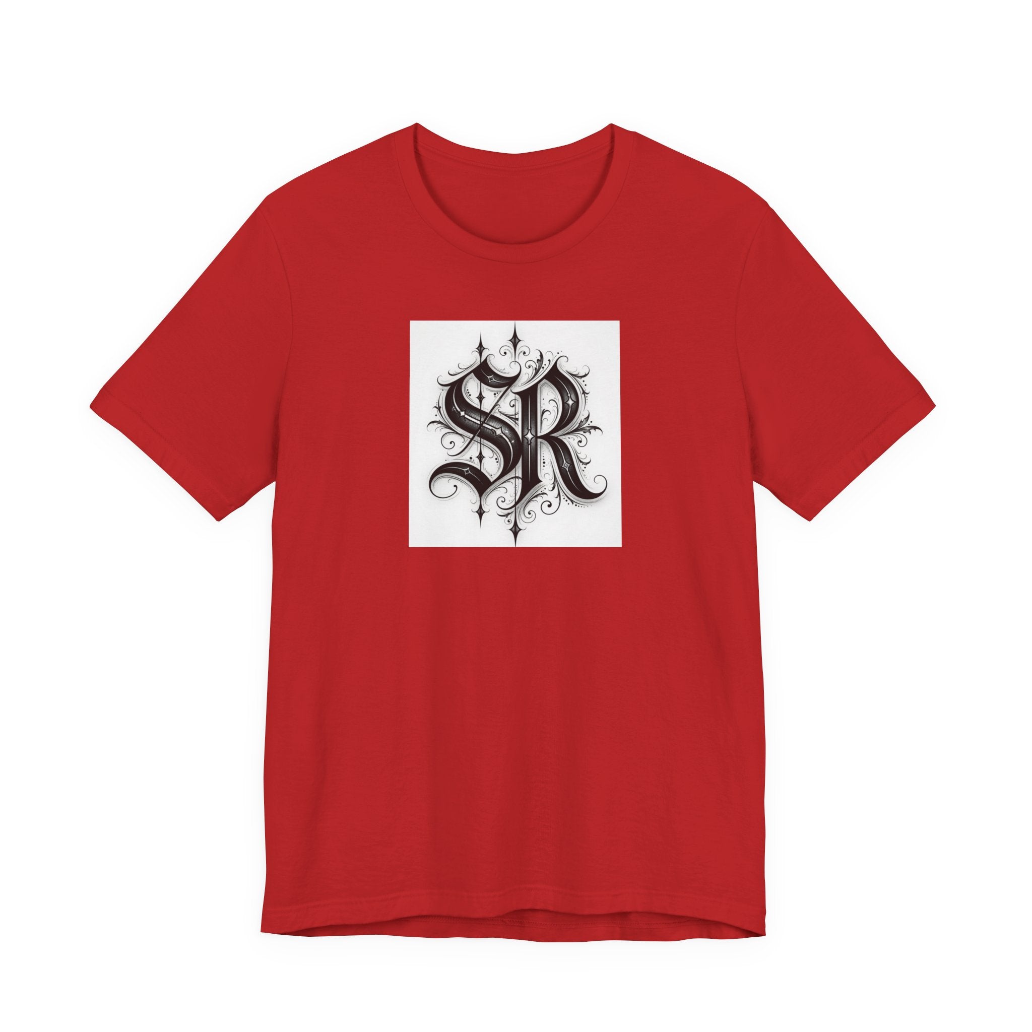 SR Monogram T-Shirt — Ornate Gothic Initials Tee
