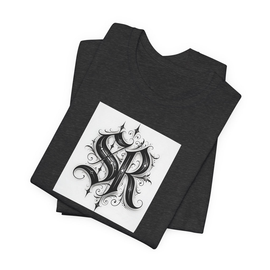 SR Monogram T-Shirt — Ornate Gothic Initials Tee