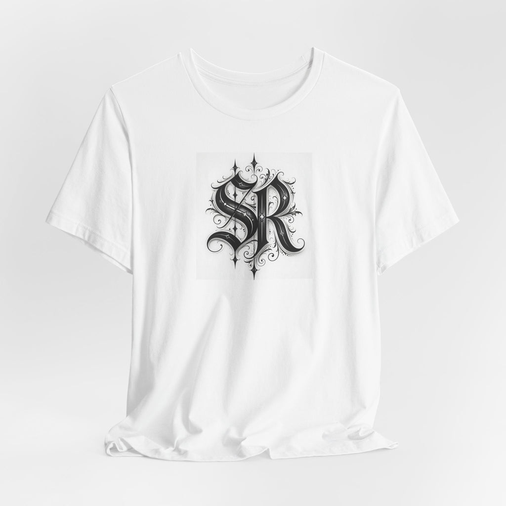 SR Monogram T-Shirt — Ornate Gothic Initials Tee