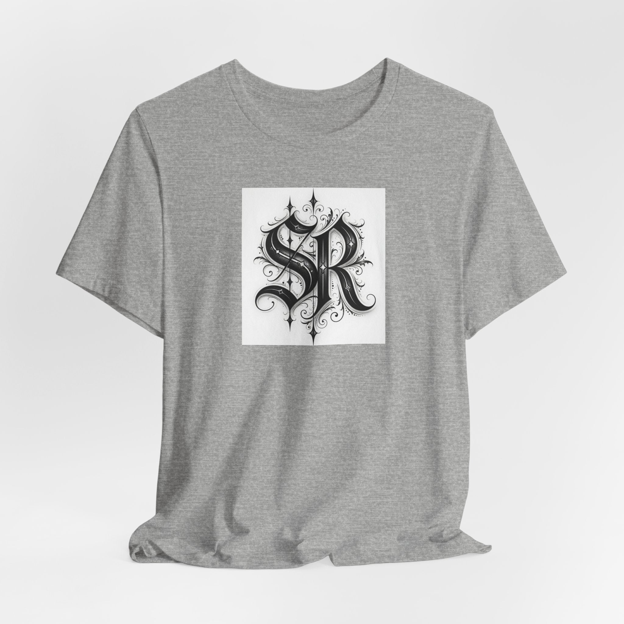 SR Monogram T-Shirt — Ornate Gothic Initials Tee