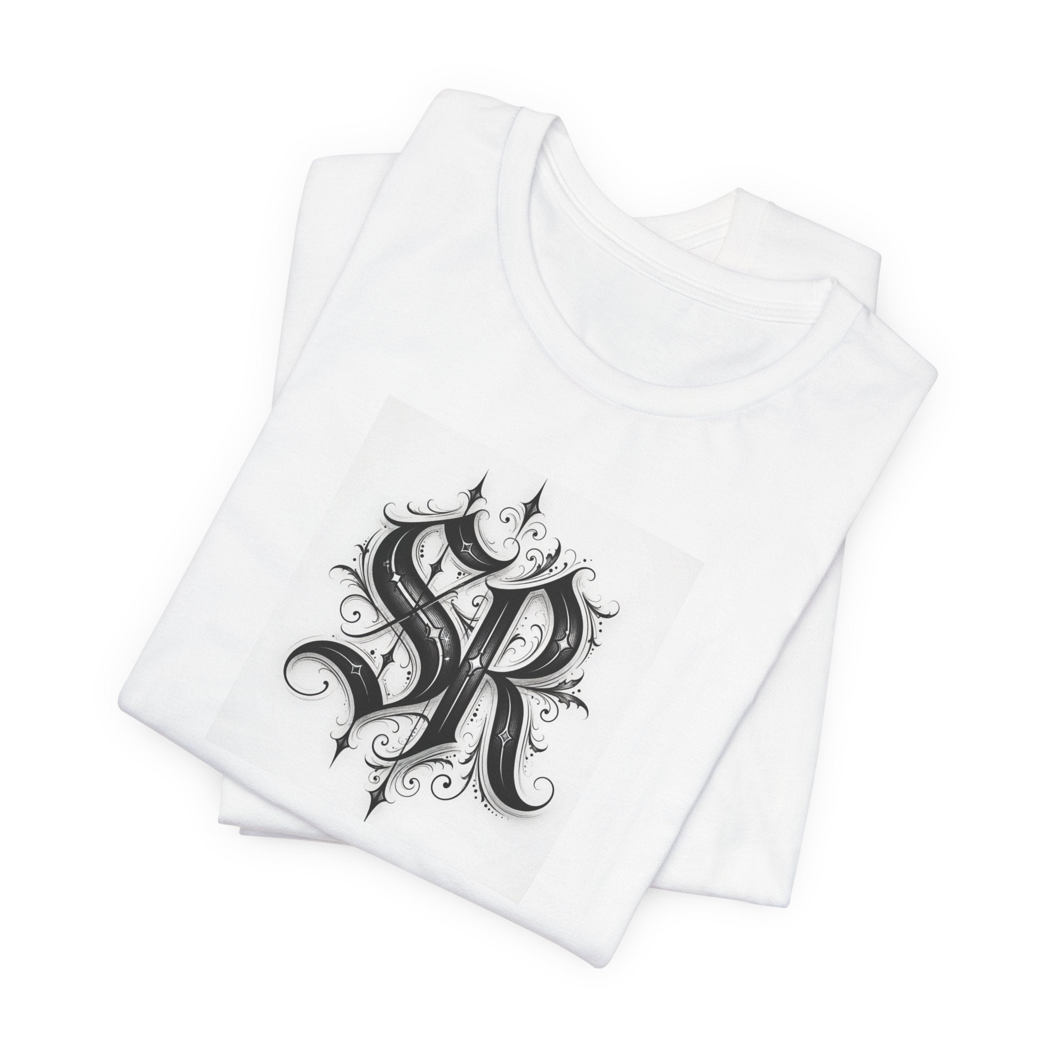 SR Monogram T-Shirt — Ornate Gothic Initials Tee