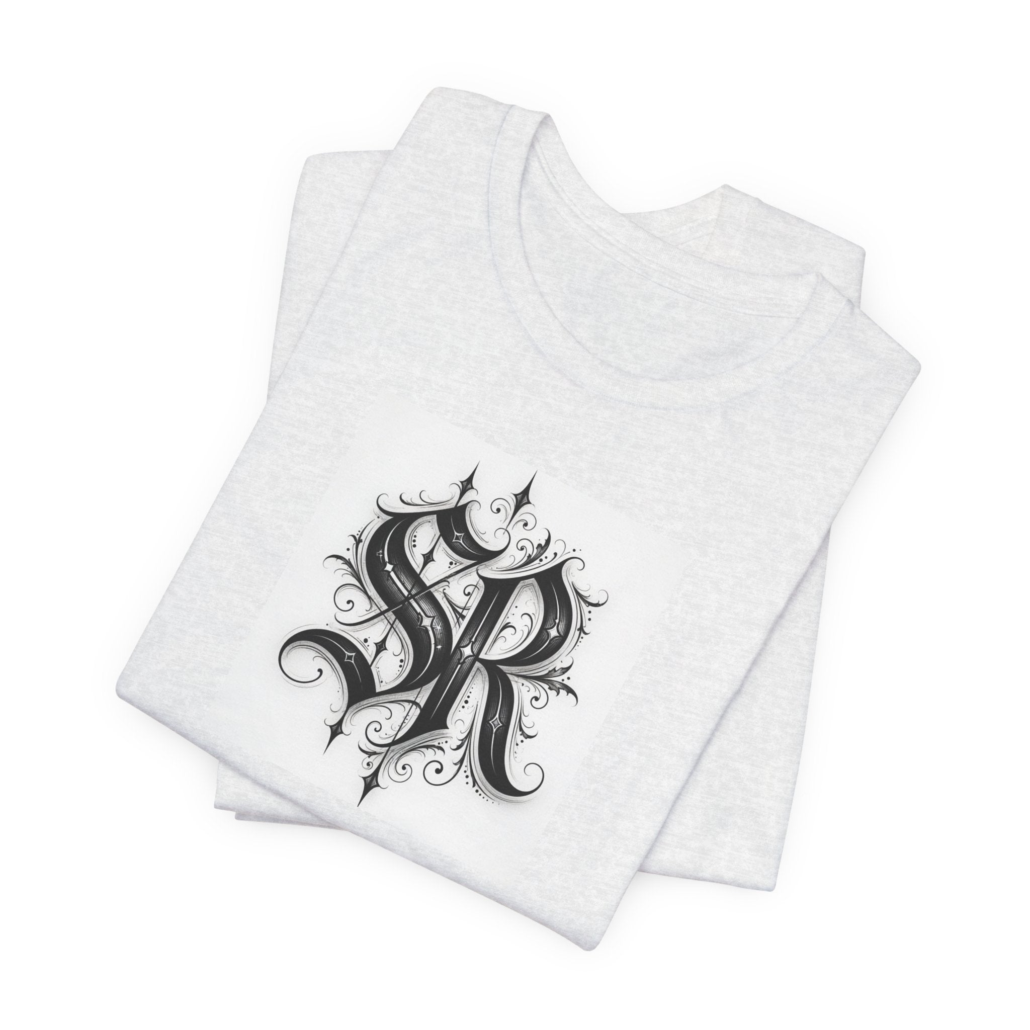 SR Monogram T-Shirt — Ornate Gothic Initials Tee