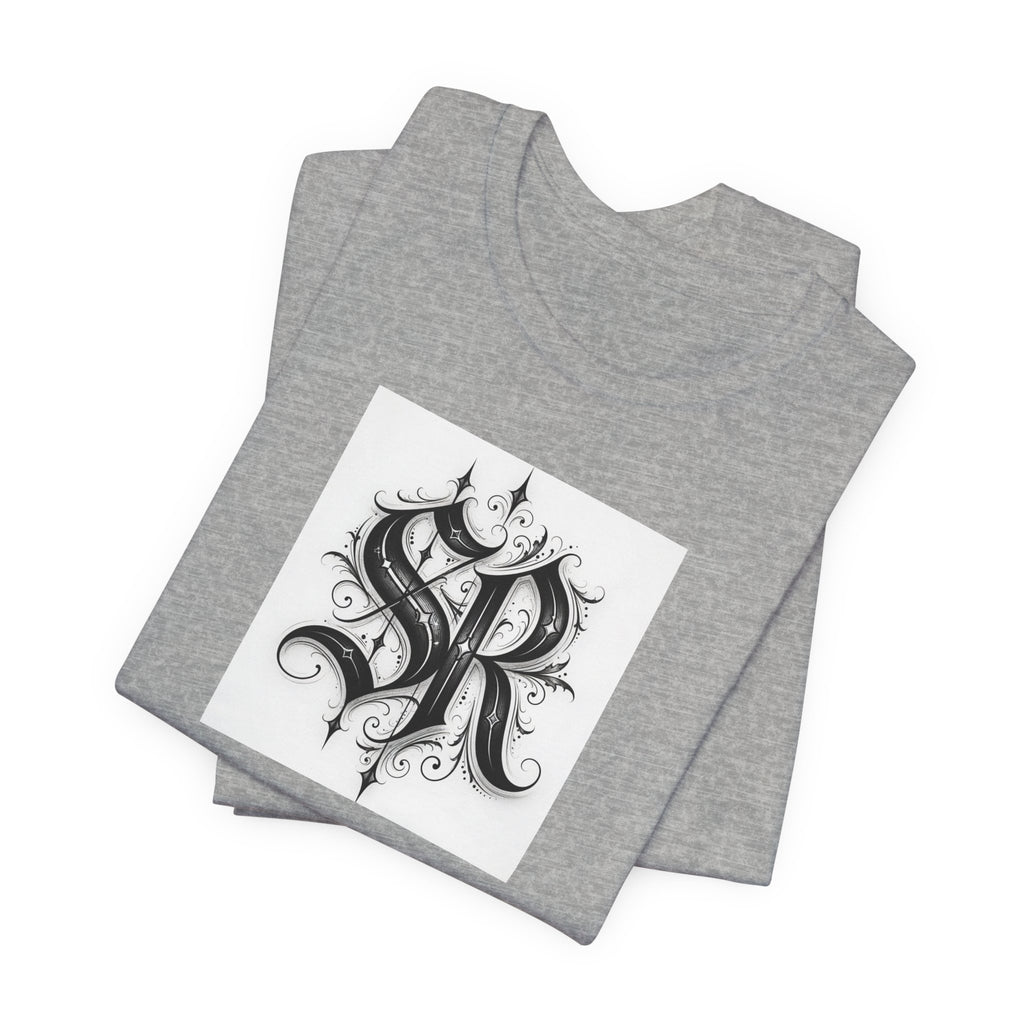 SR Monogram T-Shirt — Ornate Gothic Initials Tee
